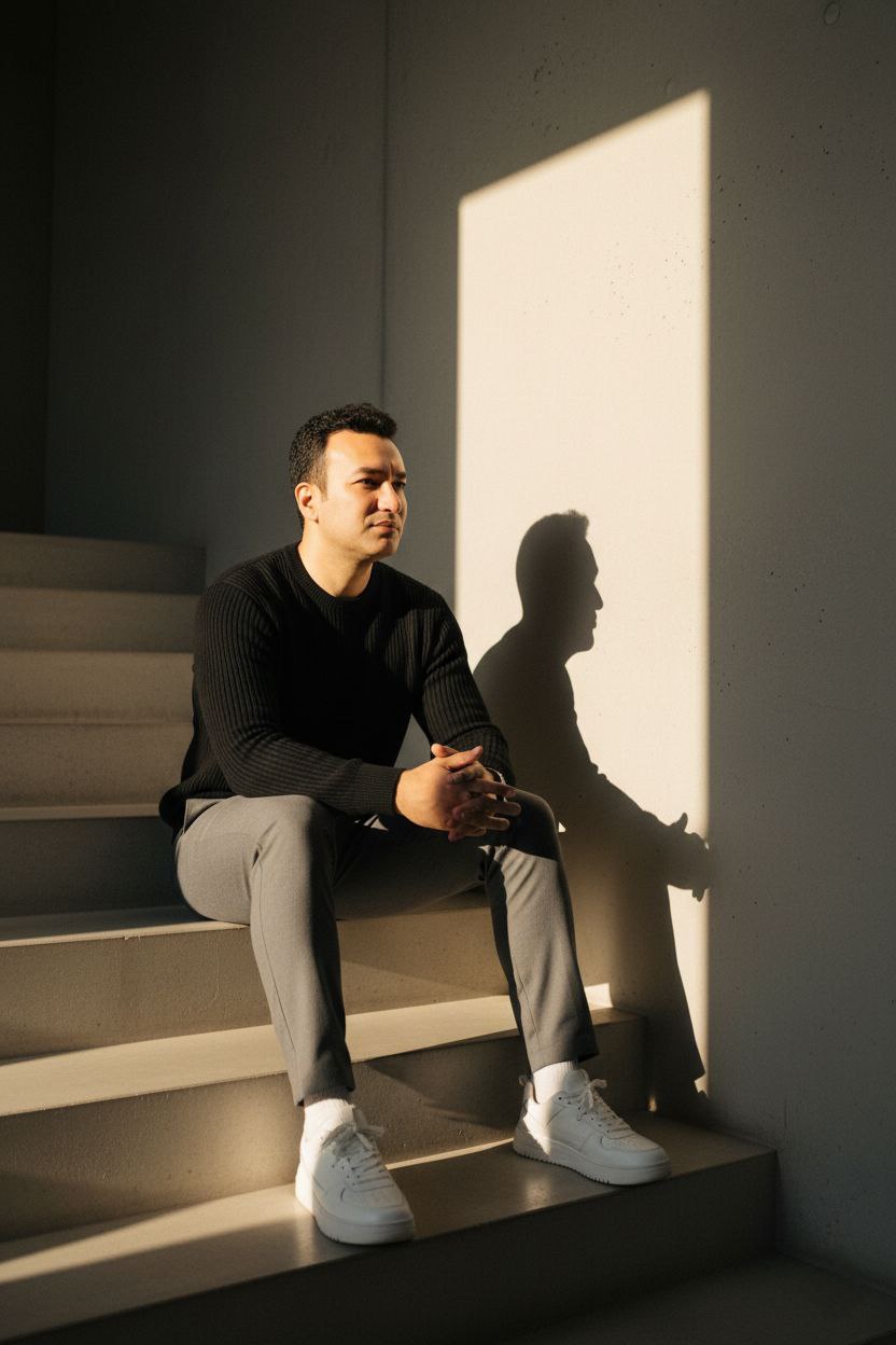 On the stairs