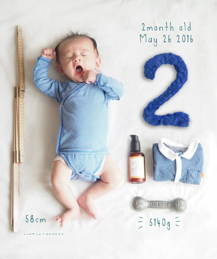 Overhead shot of a 2-month-old baby