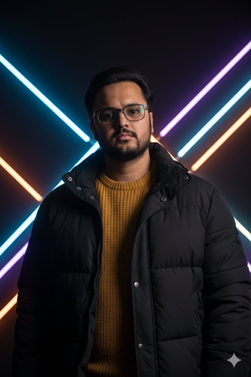 Man with Neon Lights