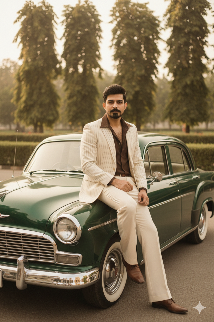 vintage 1970s Bollywood-inspired look