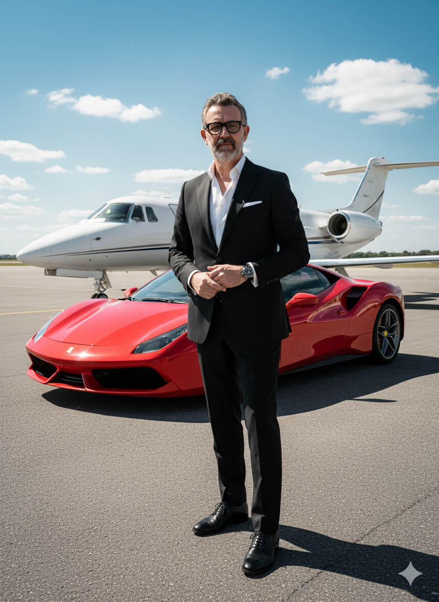 Avião carro e homem